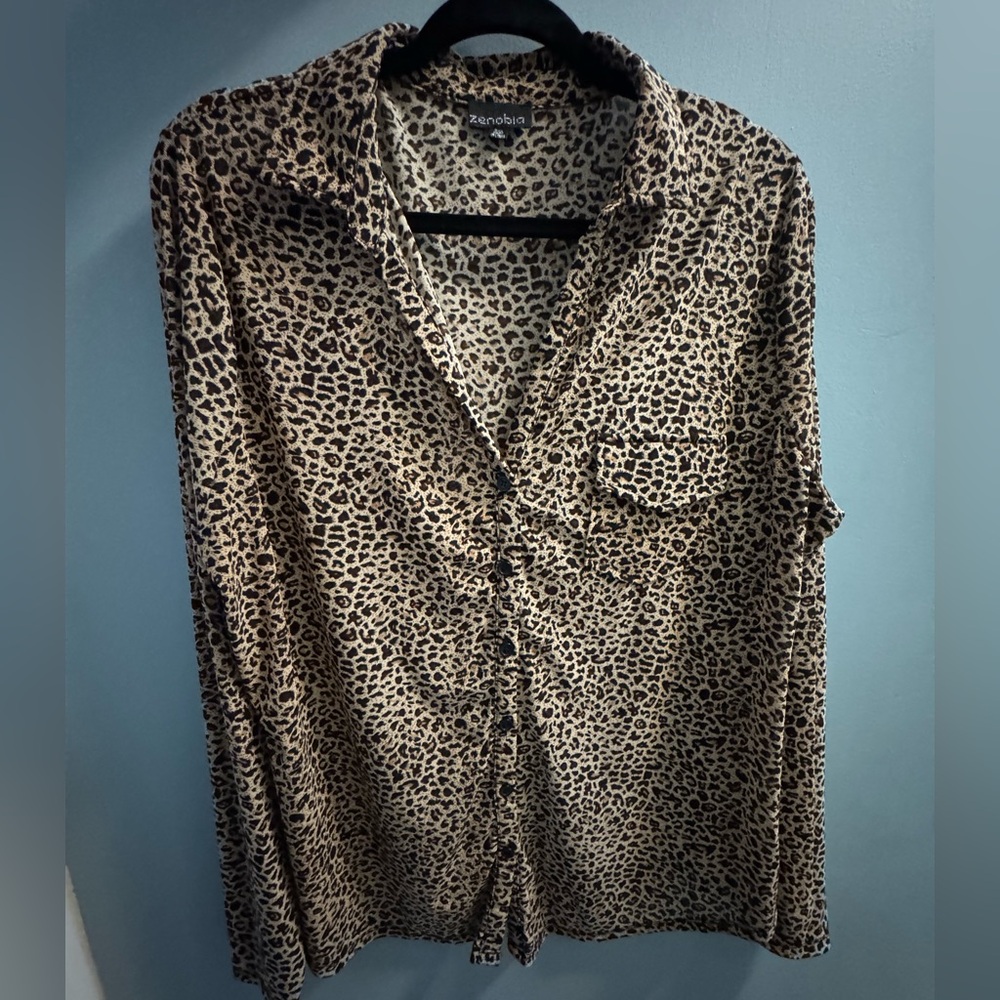 Zenobia Animal Print Blouse - Black and Brown